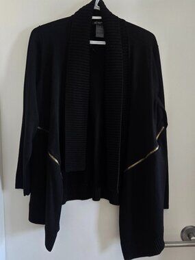 INC International Concepts Black Zip‑Detail Jacket/Cardigan– Size 1X